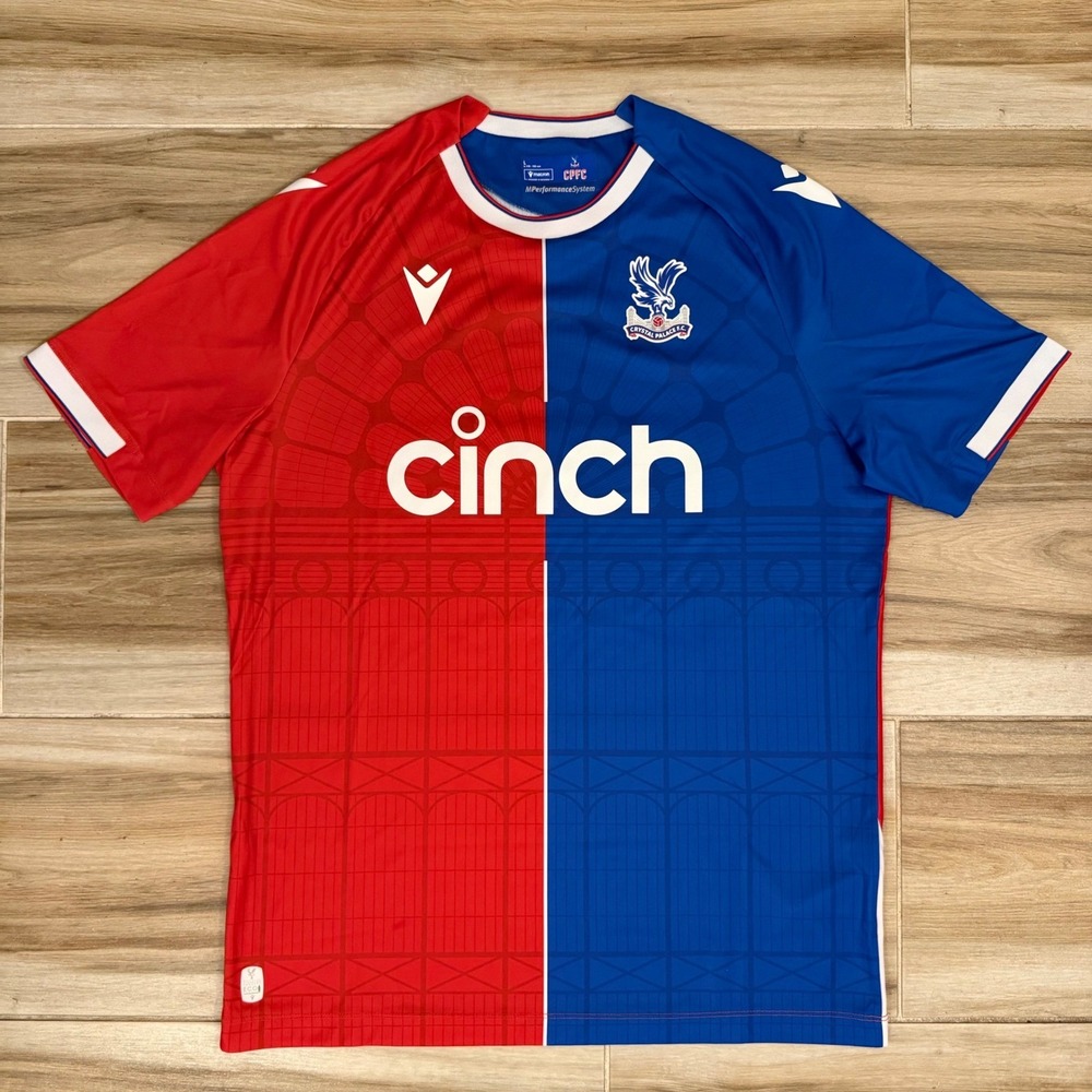 Macron Crystal Palace FC 2022-23 Home Jersey Red Blue Soccer Shirt Mens Large